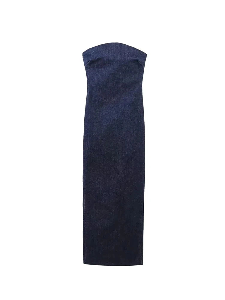 Blue Denim Glamour: TRAF Sexy Split Dress