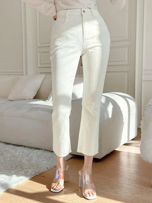 Witte/Zwarte Crop Jeans