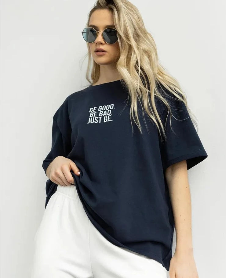 Casual Loszittend T-shirt met Letters