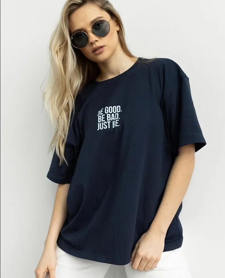 Casual Loszittend T-shirt met Letters