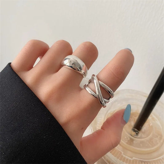 925 Sterling Silver Cross Ring with Water Drop Design