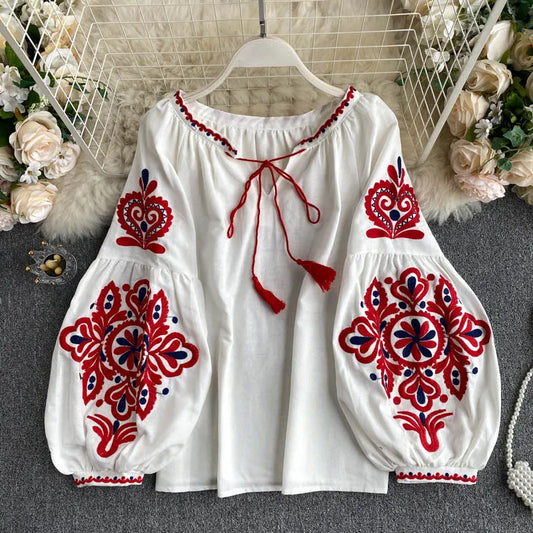 Retro Blouse with National Style
