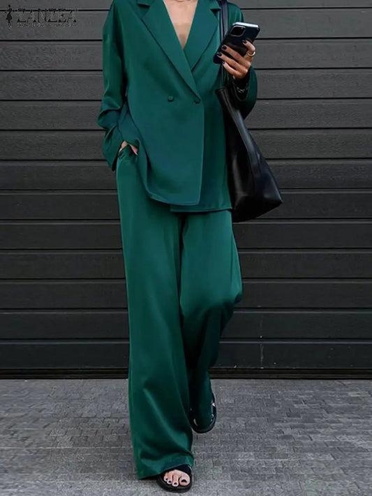 Long Sleeve Blouses and Wide Trousers