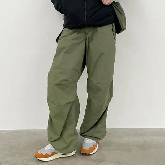 Baggy Women's Pants: Solid Loose Drawstring Low Waist.