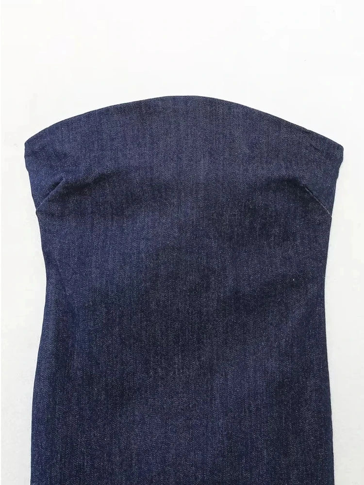 Blue Denim Glamour: TRAF Sexy Split-Kleid