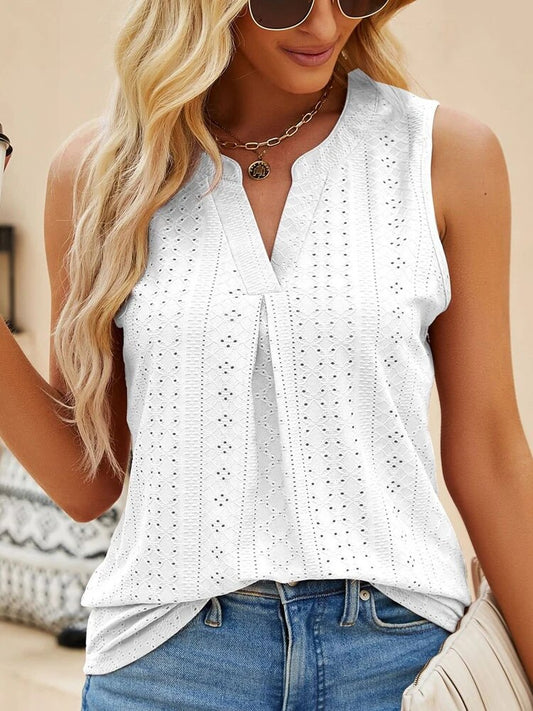 Cut Out V-Neck Sleeveless Blouses