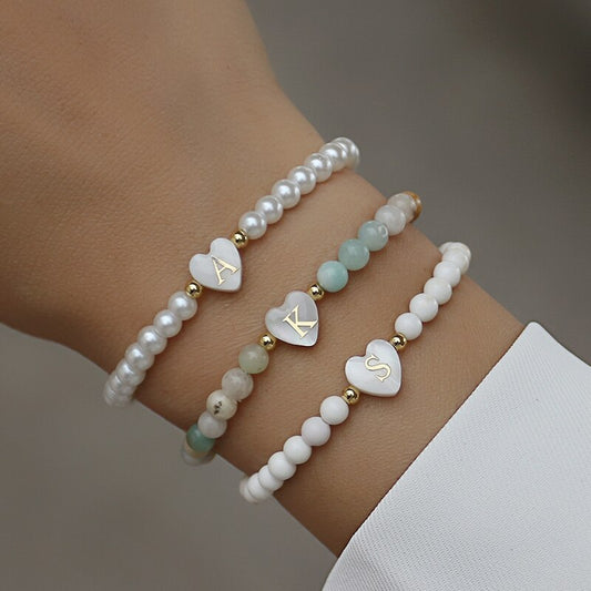 Classic Bracelet with Heart Shaped A-Z Initial